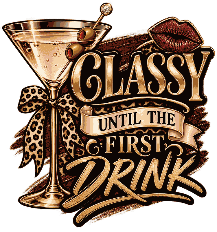 Classy Until the First Drink Koozie DTF