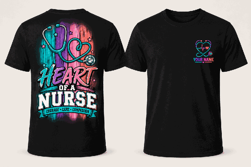 Personalized Heart of a Nurse Front & Back Shirt full preview