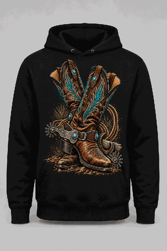 Turquoise Boots & Spurs Hoodie full preview
