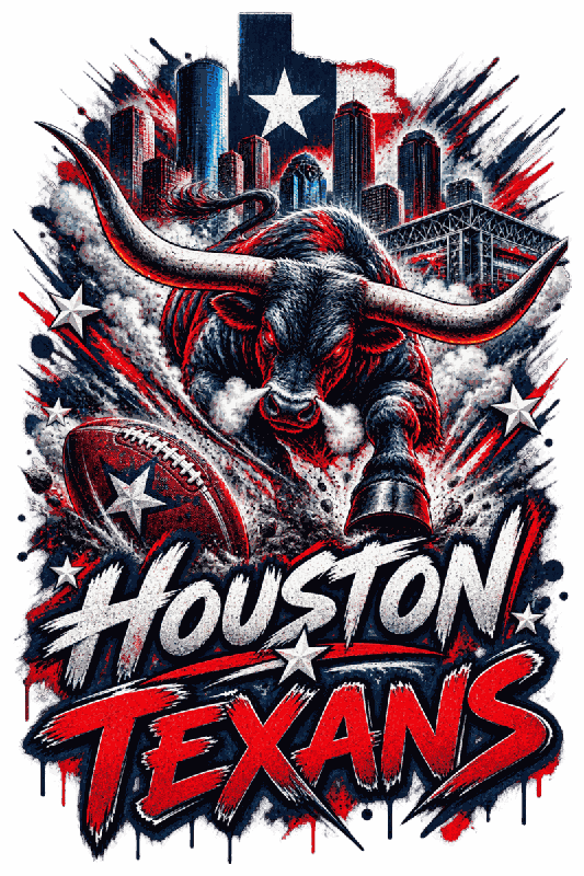 Houston Texans Graffiti Football DTF Transfer