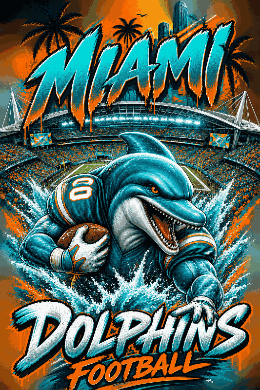 Miami Stadium Football Graffiti DTF Transfer