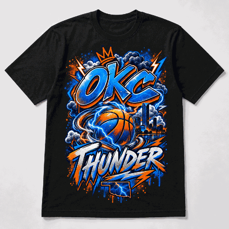 OKC Thunder Graffiti Basketball Shirt full preview