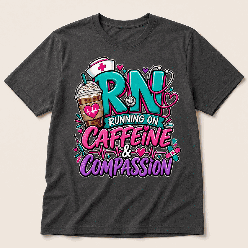 RN Running on Caffeine & Compassion Shirt full preview