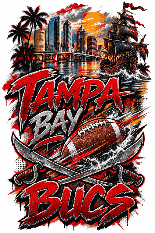 Tampa Bay Bucs Graffiti Football DTF Transfer
